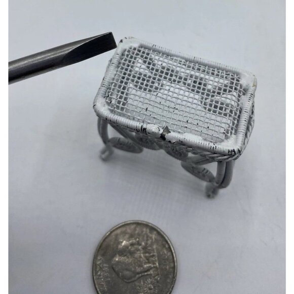 Vintage White Wire Wicker Table For Miniature Dollhouse Porch Miniature READ - Picture 10 of 11